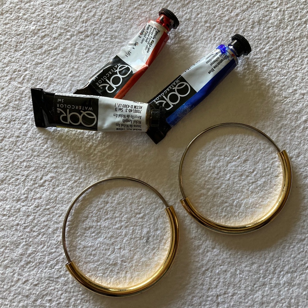 Vintage Hoops Gold tone and Silver tone Earrings